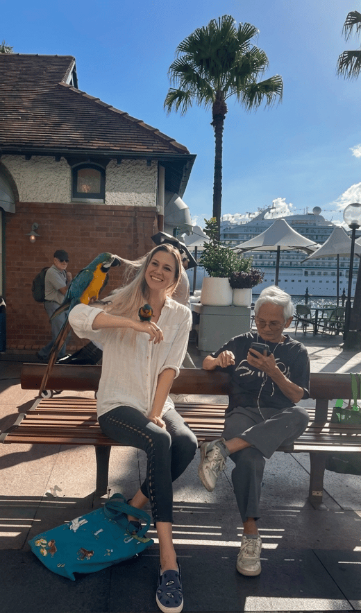 Cherise with parrot