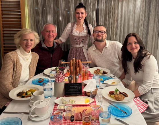 Carol & Doug, Serena & Sam at our German-Themed Dinner: Christmas on the Danube